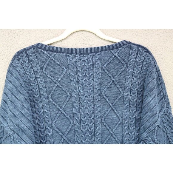 Natural Relections Blue Distressed Cable Knit Sweater-Size XL - Picture 9 of 9
